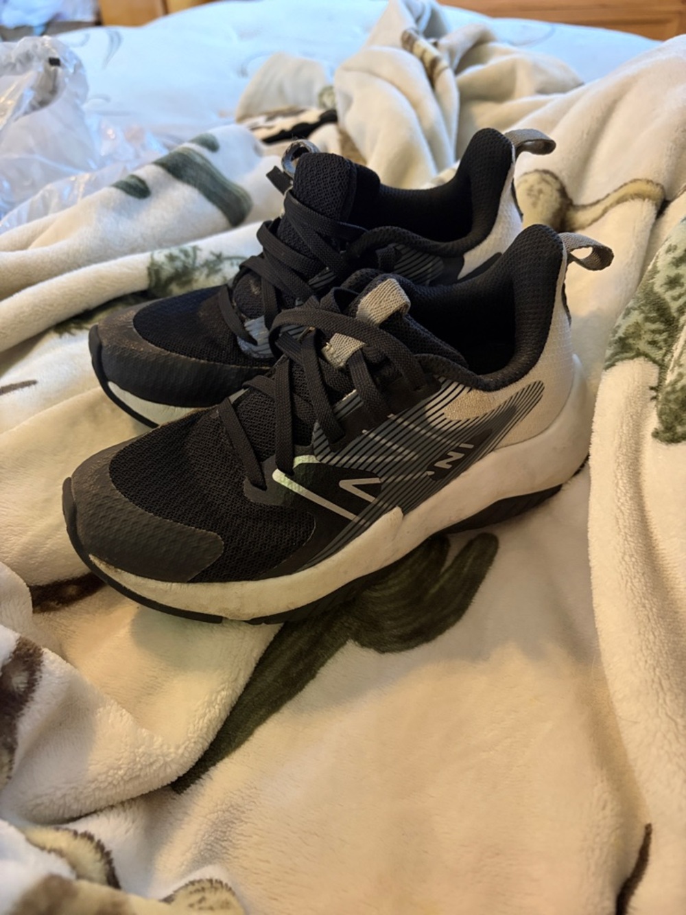 New Balance Black and Gray Kids Athletic Sneakers